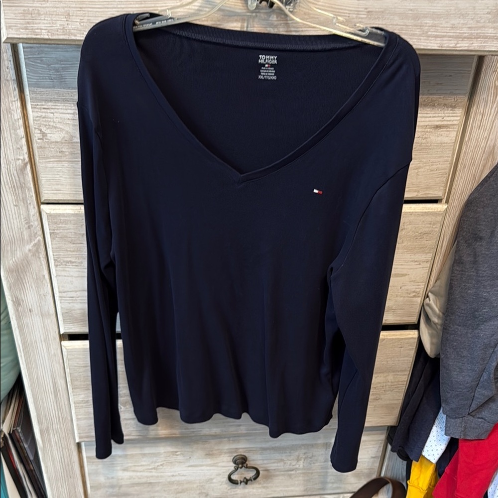 Tommy Hilfiger Blue Fitted Long Sleeve Tee